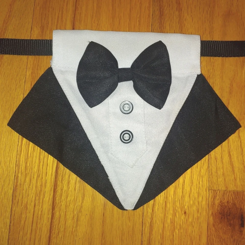 DOG MEDIUM Removable Tuxedo Collar Pet Wedding Black Tie Affair Dress Code